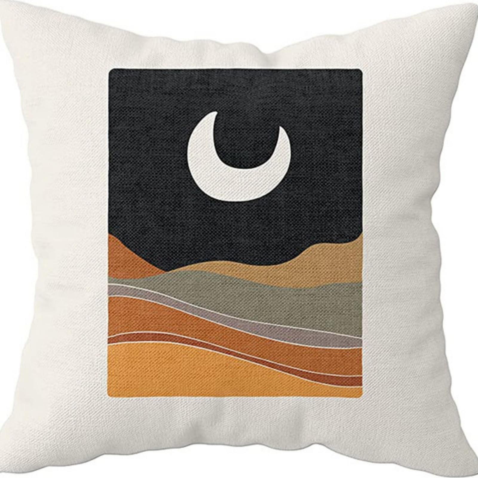 Cushion Covers 60cm x 60cm White Moon Large cushions with covers included - Linen Square Decorative Throw Pillowcases with Invisible Zipper, for Livingroom Sofa Bedroom
