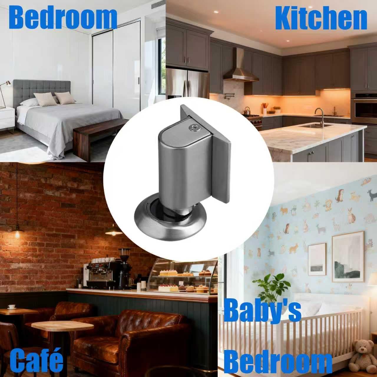 Door Wedge Stopper - 2026 New Magnetic Door Stopper,for Bottom of Door Drill-Free Invisible Indoor Doorstopper, Front Door Stopper Stent, Keeps Door Open Long-Term (Brushed Nickel 1PC)