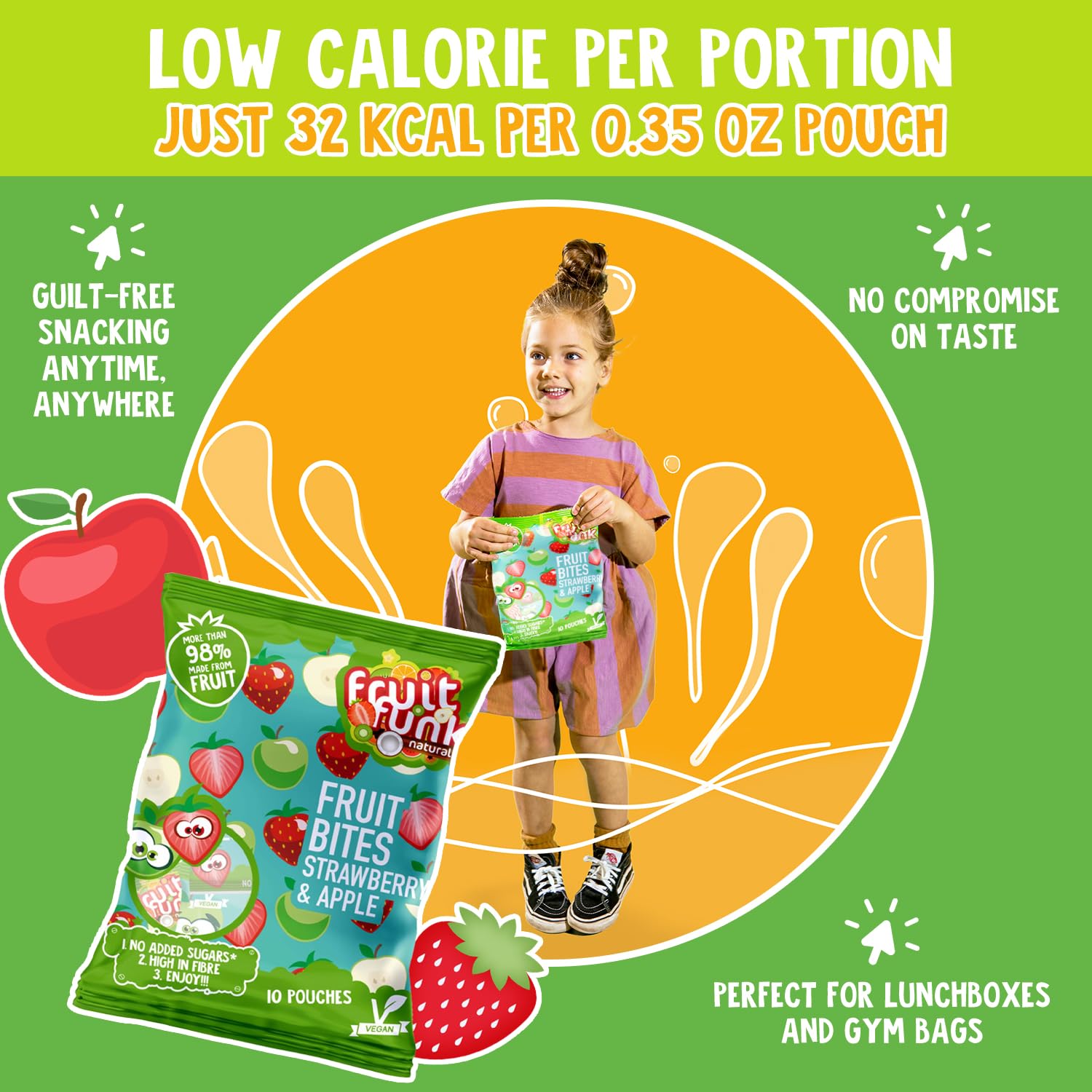 FRUITFUNK Fruit Snacks Bulk Bites | Multibag | Low Sugar Healthy Dessert for Kids | Natural Fruit Snacks | Made from Real Fruit | High Fiber | Vegan | Allergen Free |Harvest Snacks- 80 Pack