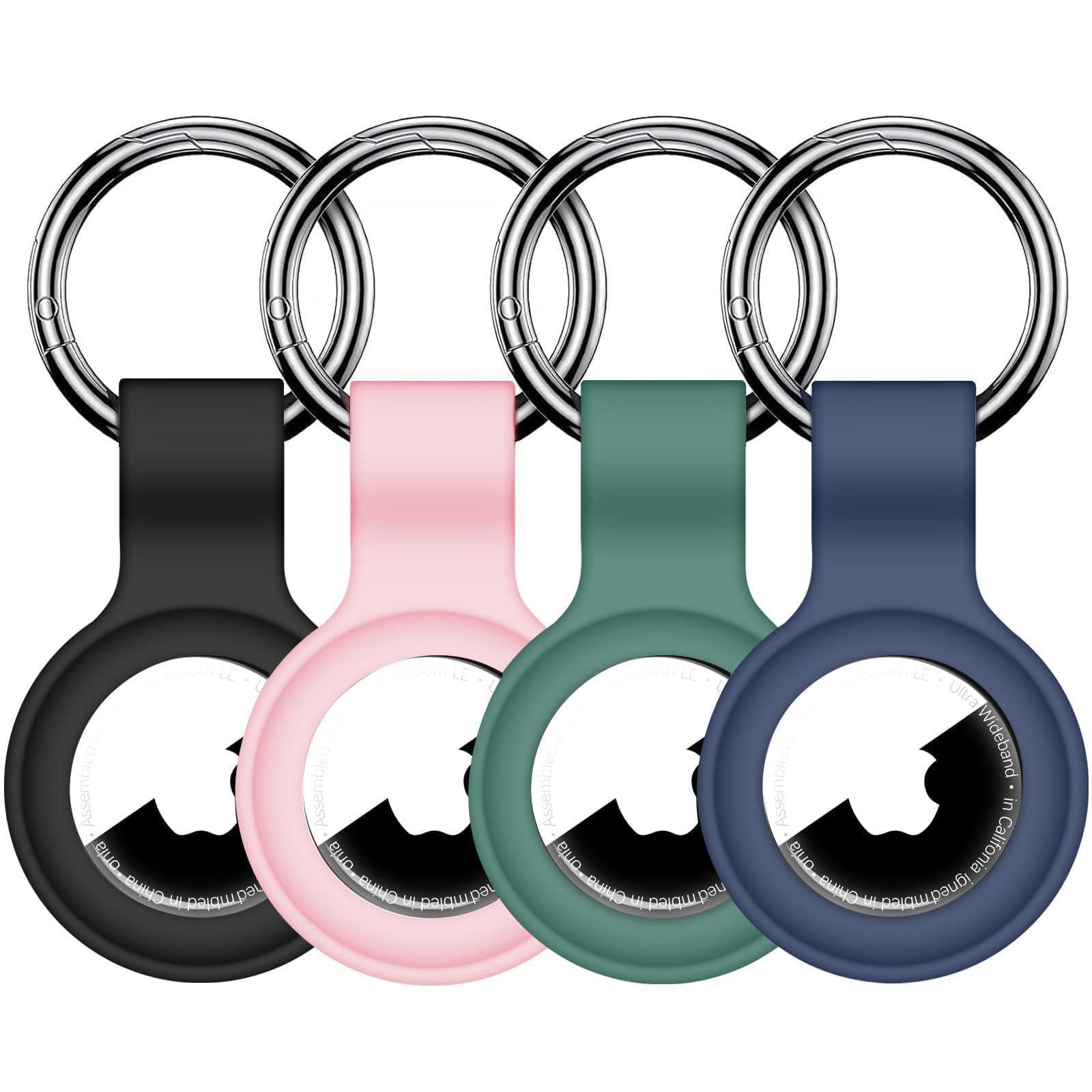 24 pack compatible with airtag holder keychain silicone key ring cases tags chain for apple for air tag gps item finders accessories for backpack bags blackpinkdark greendark blue