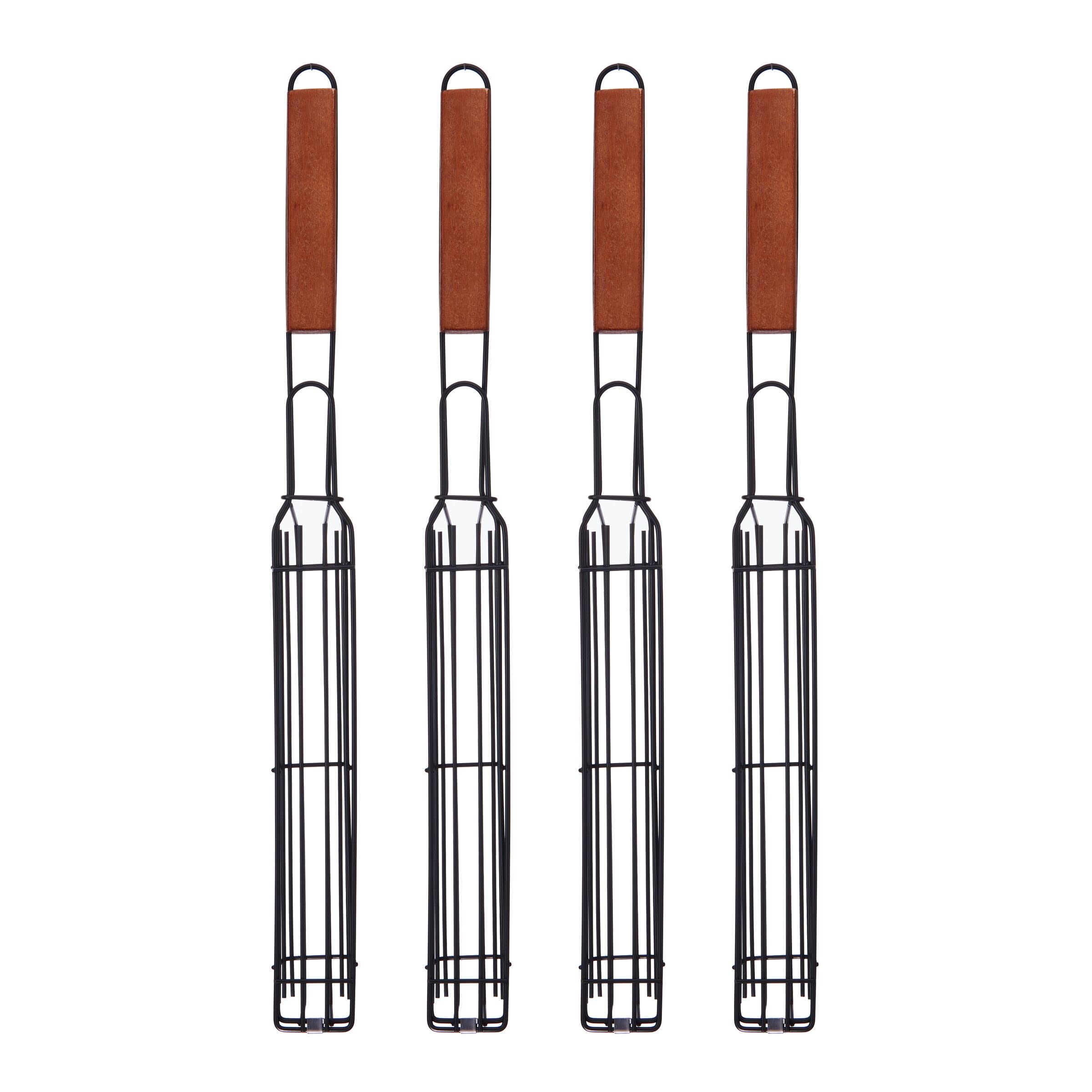 Farberware 5290494 BBQ Shish Kabob Grilling Baskets, Black and Wood