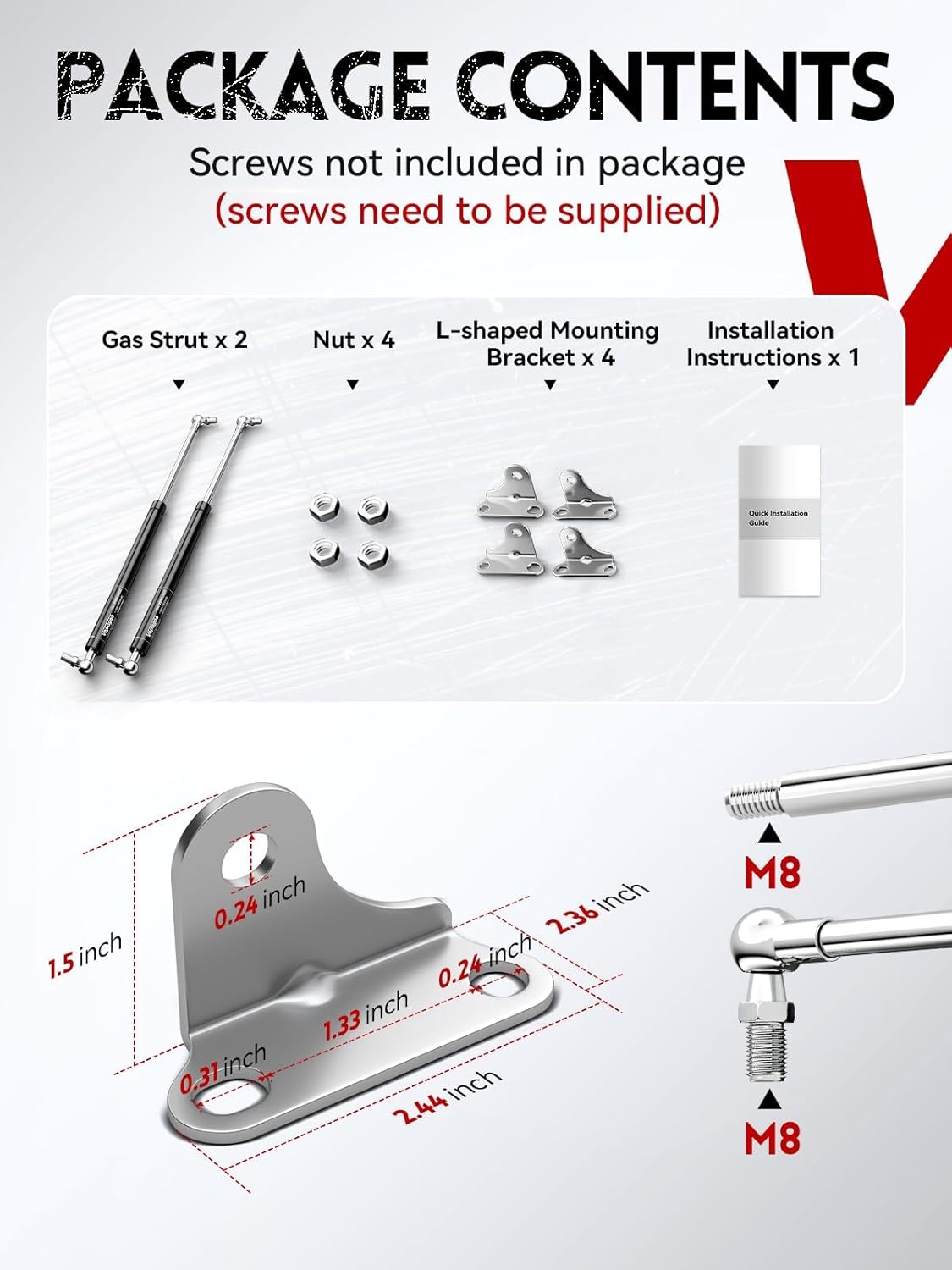 Vepagoo Gas Struts 30 Inch 67Lb/256N Shock with Mounting Brackets, Lift Supports for Tool Box Boat Hatch RV Bed Cabinet Cover Door, Heavy Lid Duty Springs, 2pcs