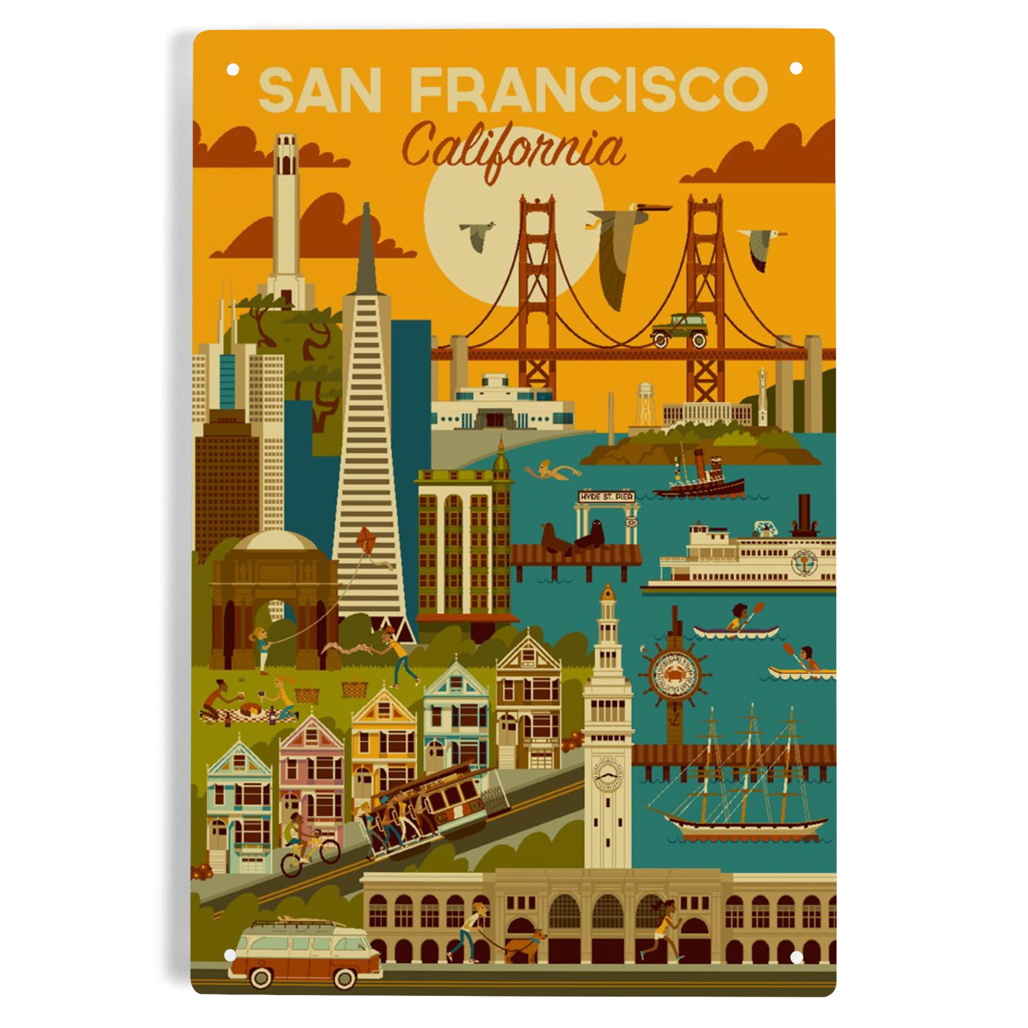 Amazon.com: Lantern Press 6x9 Inch Metal Sign, San Francisco