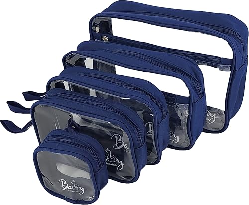 Llama Bella Juego de 5 bolsas organizadoras para pañales, transparente con correas y funda para chupete, color azul marino