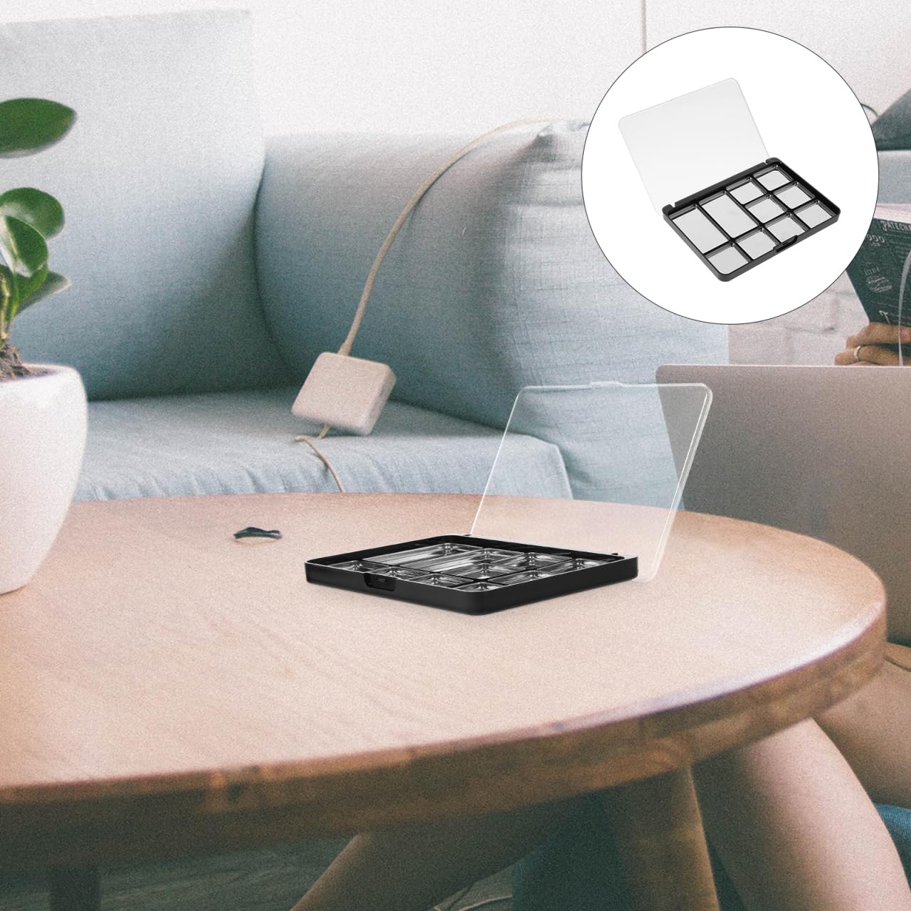 Minkissy Empty Magnetic Eyeshadow Palette 10 Square Grids Eye Shadow Powder Tray Makeup Container with Eyeshadow Pans 5.51 X 3.93 Inches - Image 8