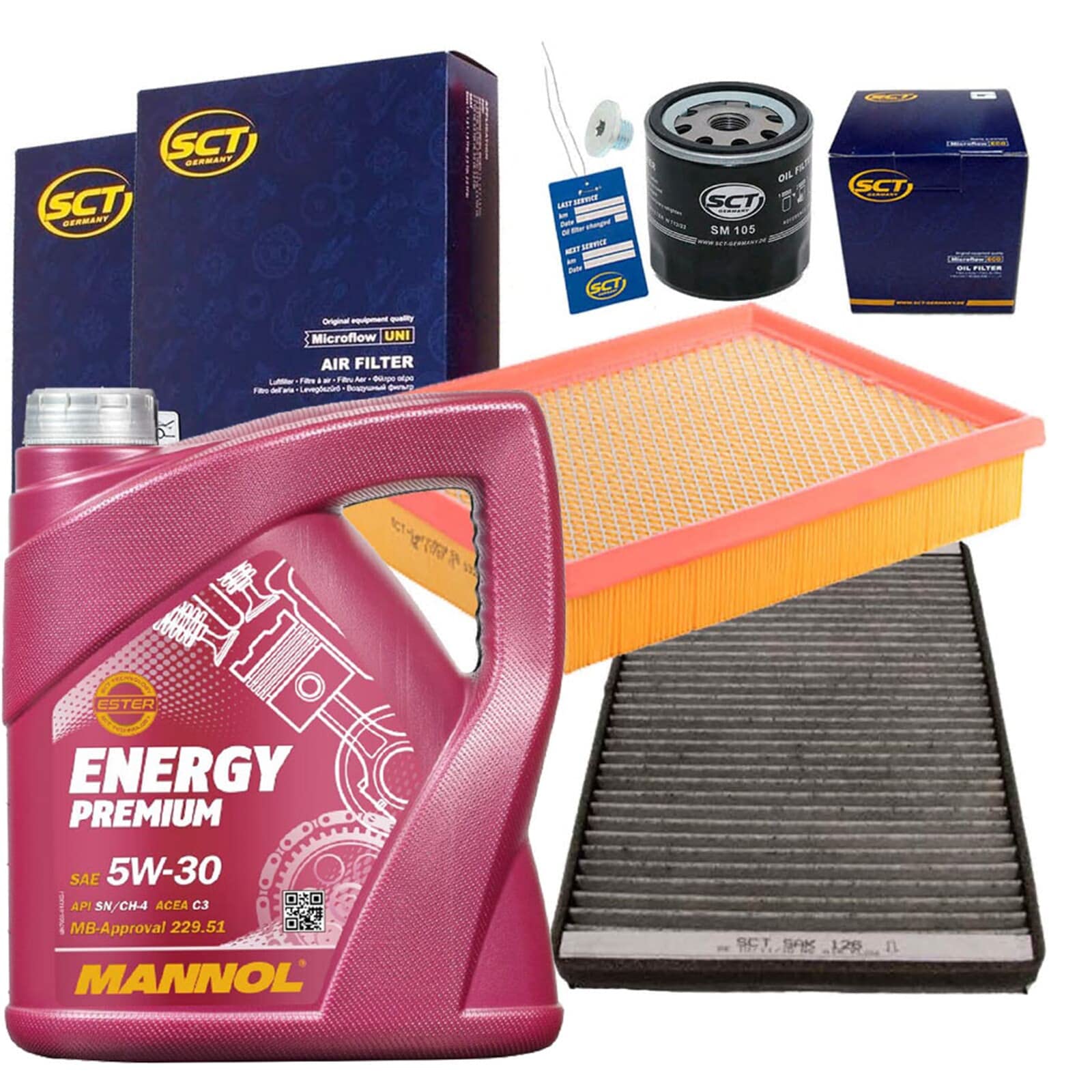 Filterset Paket+5W30 Motoröl | SAK126+SB632+SM105+1213800200+Mn Energy 5W30 für 1.4 1.6 1.8 2.0+16V+Opc A Astra G+H