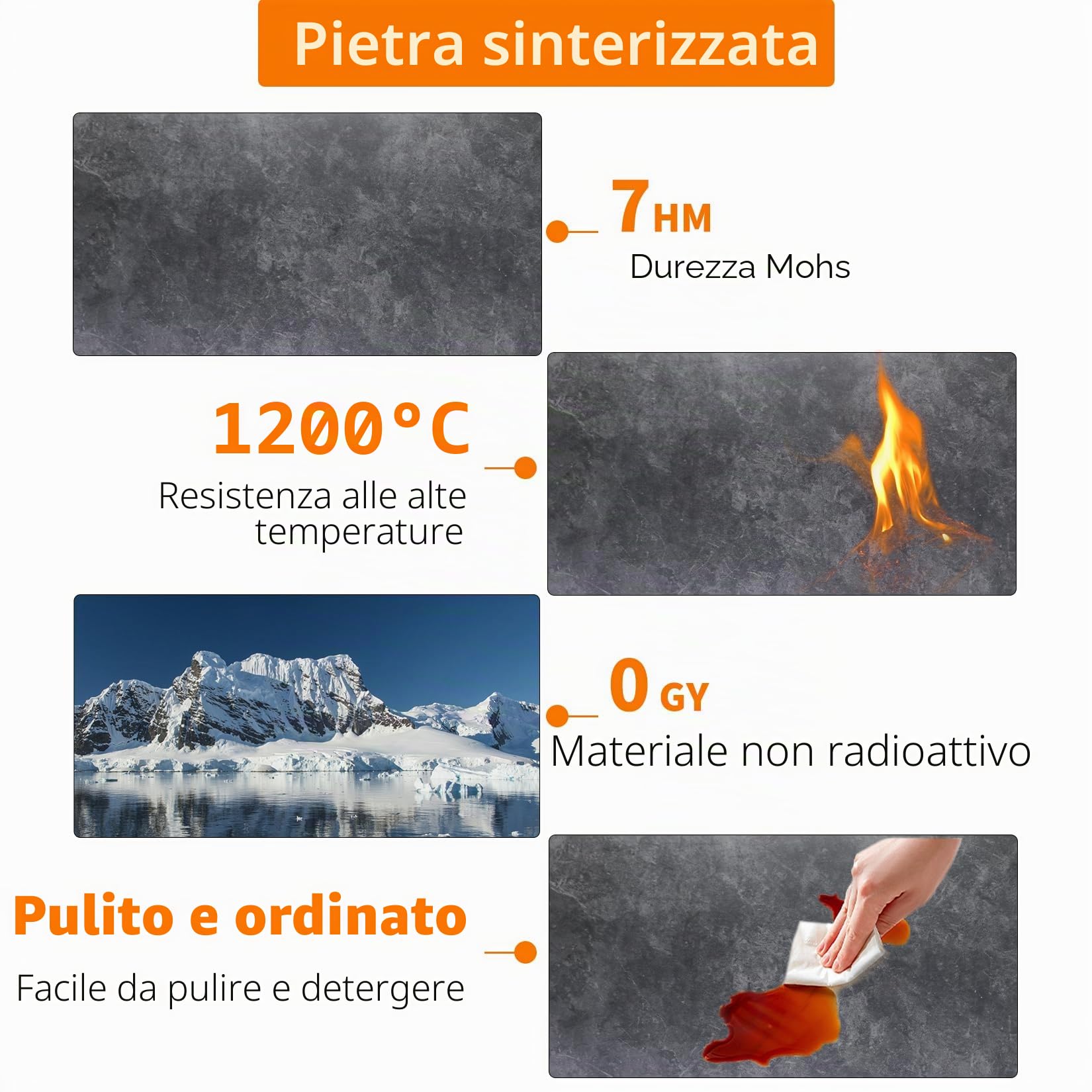 Tavolo da bar rettangolare in pietra sinterizzata: 120 cm di lunghezza, in marmo grigio misto nero, altezza 105 cm, tavolo da cocktail per casa, cucina, colazione, sala da pranzo, pub, caffetteria