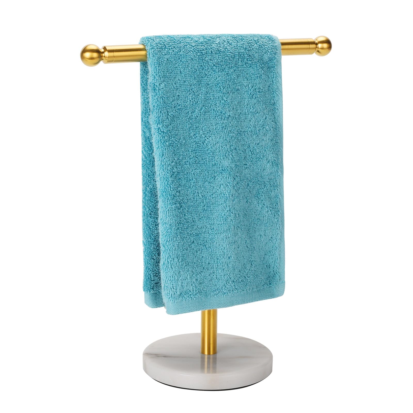Wismay Hand Towel Holder Stand, Fingertip Towel Rack with Heavy Marble Base, Accessories Jewelry Stand (Gold)