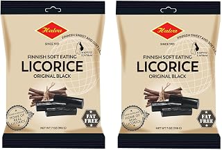 Halva European Style Licorice - Finnish Sweet and Soft Eating Licorice - 7 Ounce Bag - Pack of 2 (Original Black)