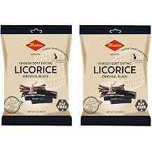 Halva European Style Licorice - Finnish Sweet and Soft Eating Licorice - 7 Ounce Bag - Pack of 2 Original Black