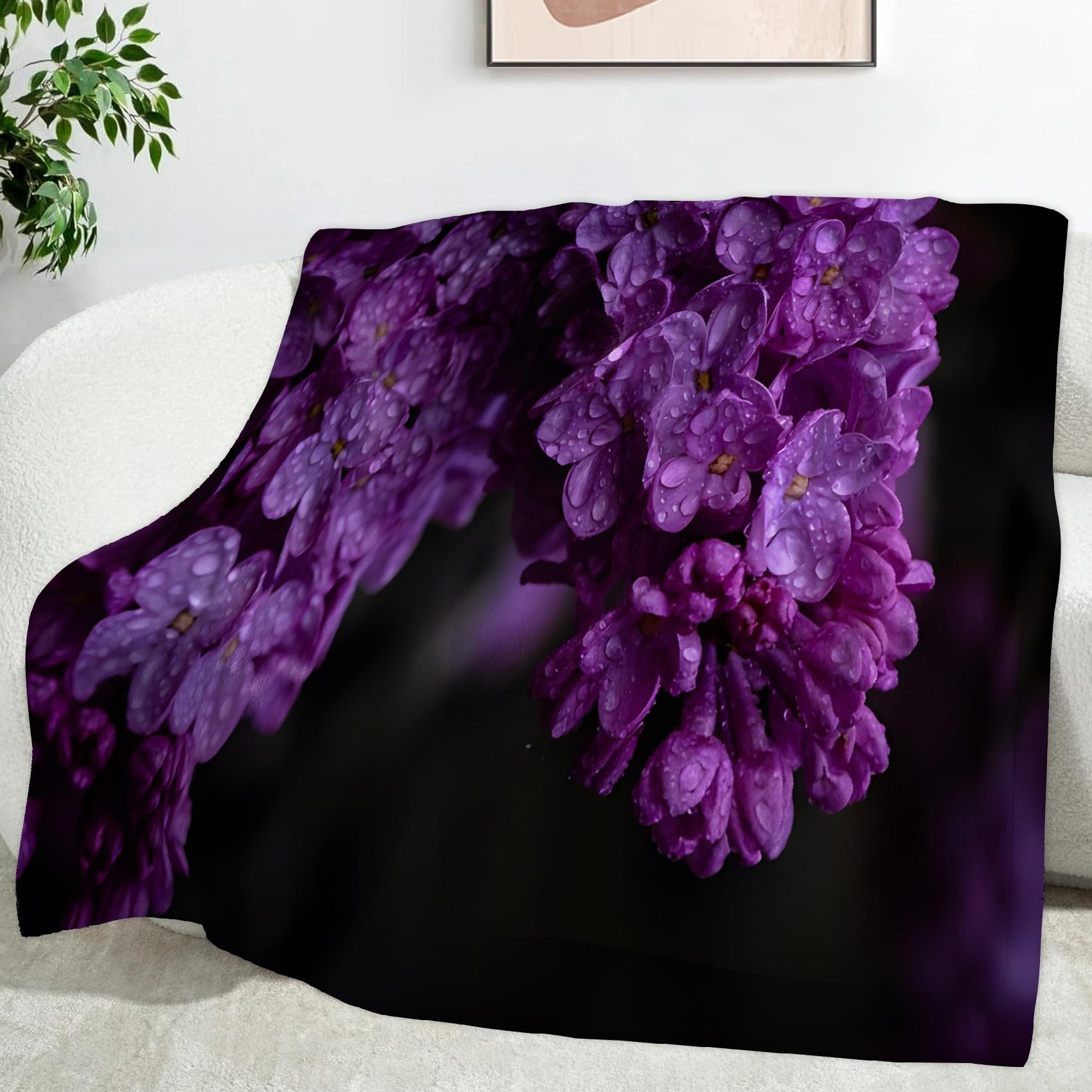 Couverture Lilas Style Littéraire Plaid Polaire Doux pour Soirée Lecture au Salon