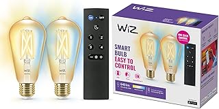 WiZ – Bombilla LED Inteligente Wi-Fi 6,7W (Eq. 50W) ST64 casquillo E27, Filamento Ámbar, Luz Blanca regulable, con tecnolo…