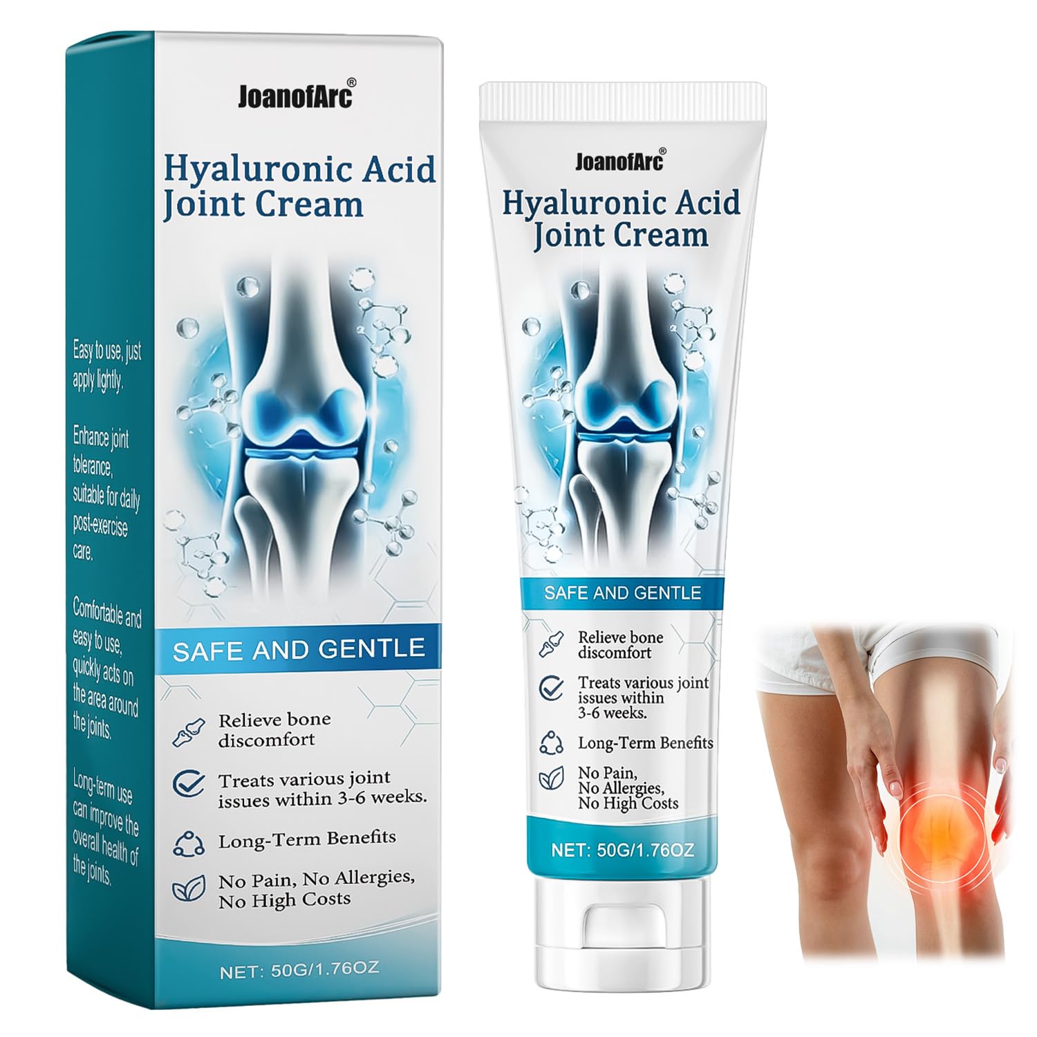JoanofArc Joint Relief Cream, Joint and Bone Cream, Professional Bone Care Gel, Soothing Relief for Stiff Joints & Muscles, Fast-Absorbing Formula, for Back, Neck, Hands, Kneel (50g)