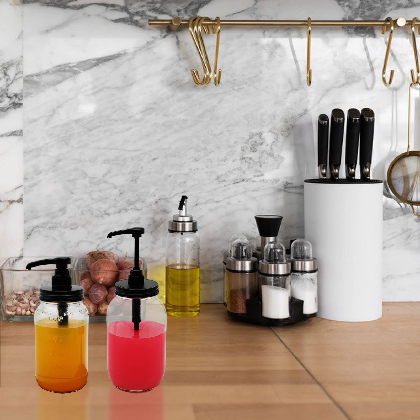 Pompa per marmellata per barattolo, pompa dispenser di sciroppo di caffè e salsa al miele, nucleo di pompa di grandi dimensioni, 8 CCpompa, coperchi per bocca normale, impermeabile ad aria e alle