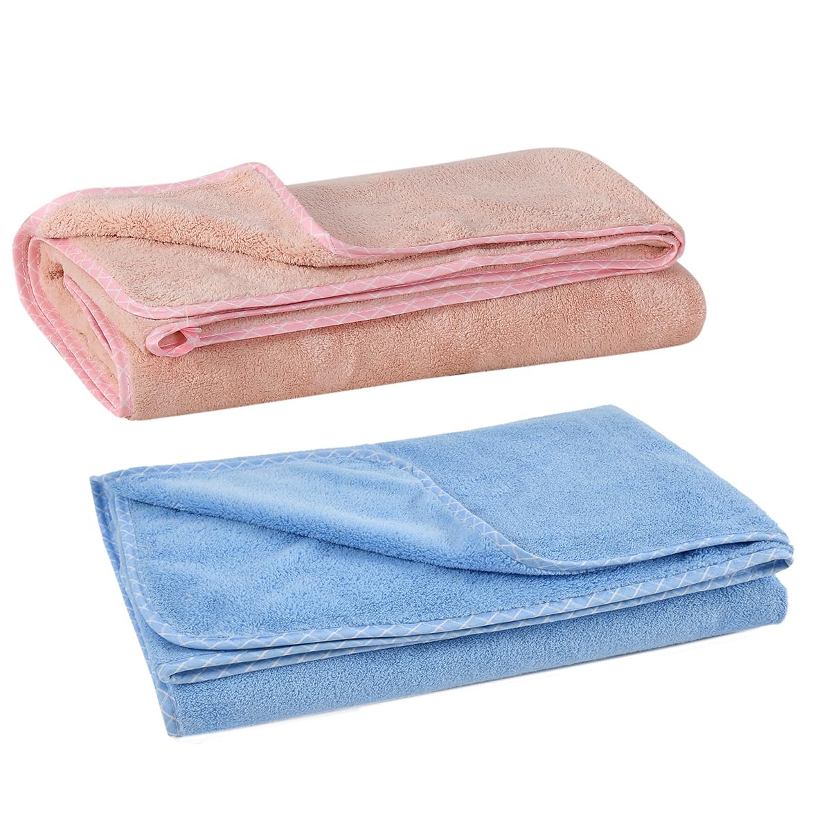 UrbanLeaf Microfiber Large Bath Towel | Quick Dry Super Absorbent - Bath Towel For Men And Women | Peach & Blue | Towel For Bath, Travel, Gym, Beach, Pool, And Yoga (70 X 140 Cms), 250 TC