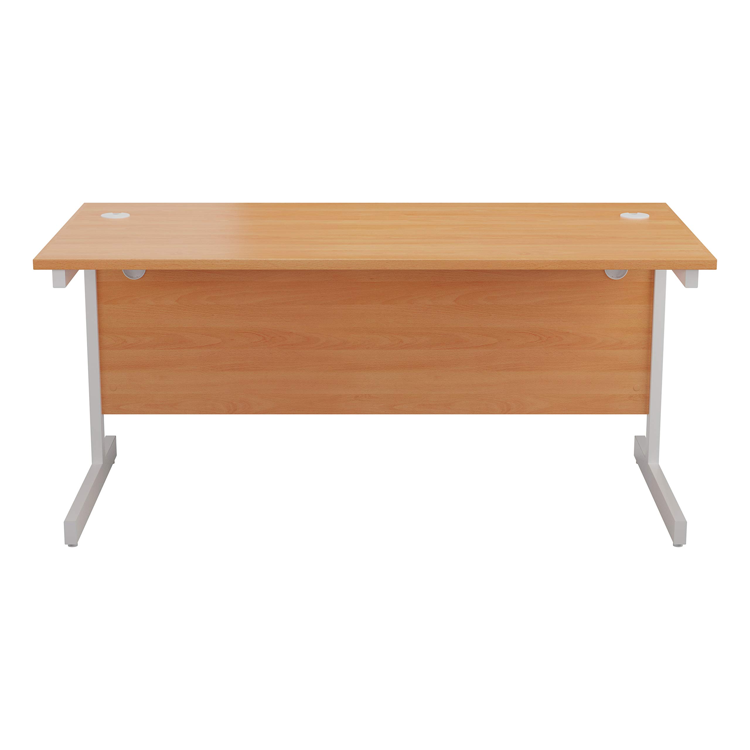 Sponsored Ad – Office Hippo Heavy Duty Rectangular Cantilever Desk - Home Office or PC Desk, Integrated Cable Ports - White Frame/Beech Top, 120cm x 80cm