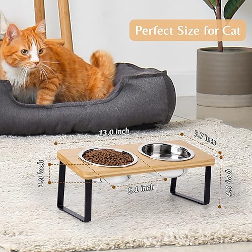 Miniatura 5 de Cat Food Bowl for Indoor Cats - Elevated Stainless Steel Water Bowl, Tilted Raised Kitten Dish Set for Whisker Friendly and Anti Vomit, Feeding De