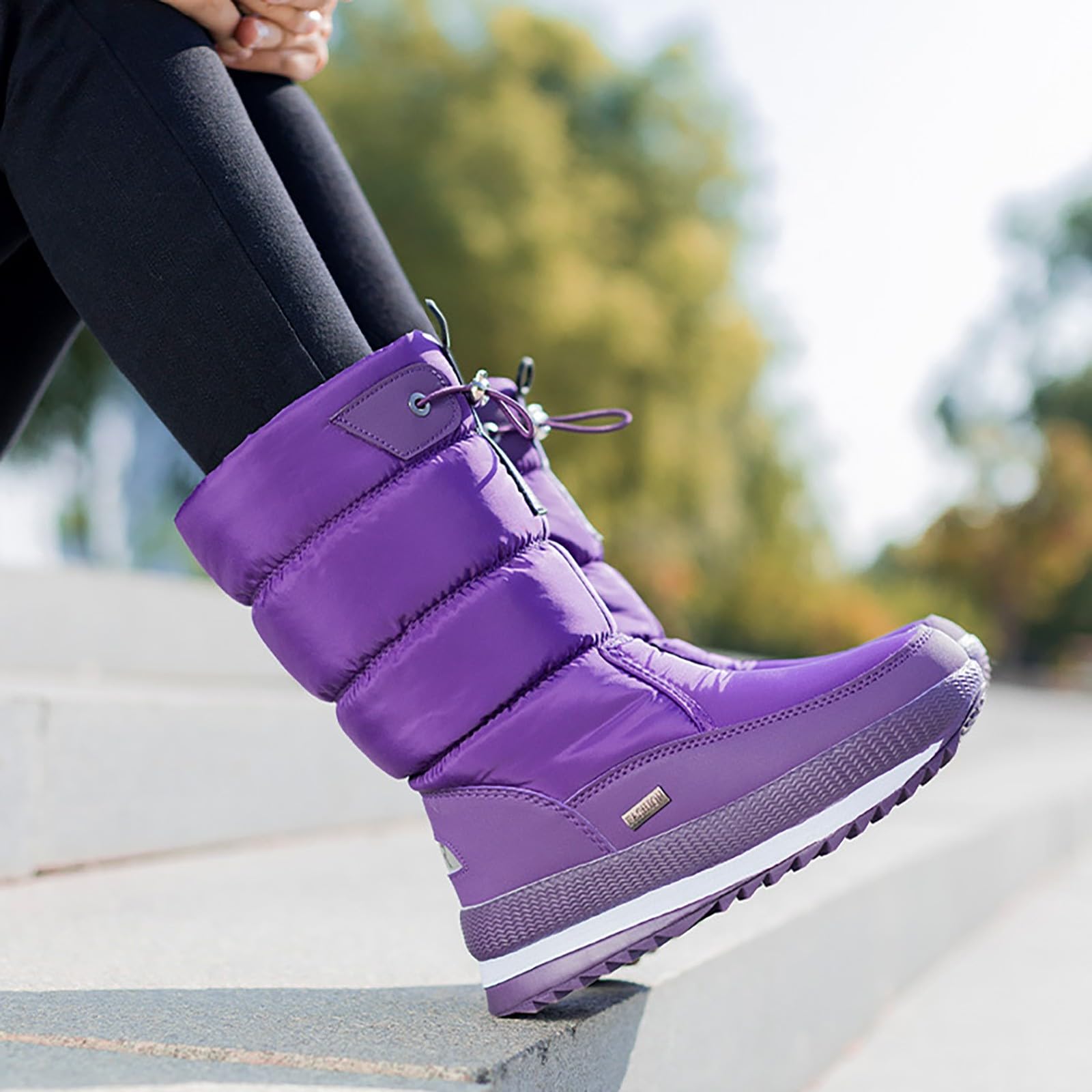 Stivali da Neve Donna Impermeabili Protettivi in Pile E Suola Spessa Tinta Unita Invernali Donna, Slip On Boots 2026