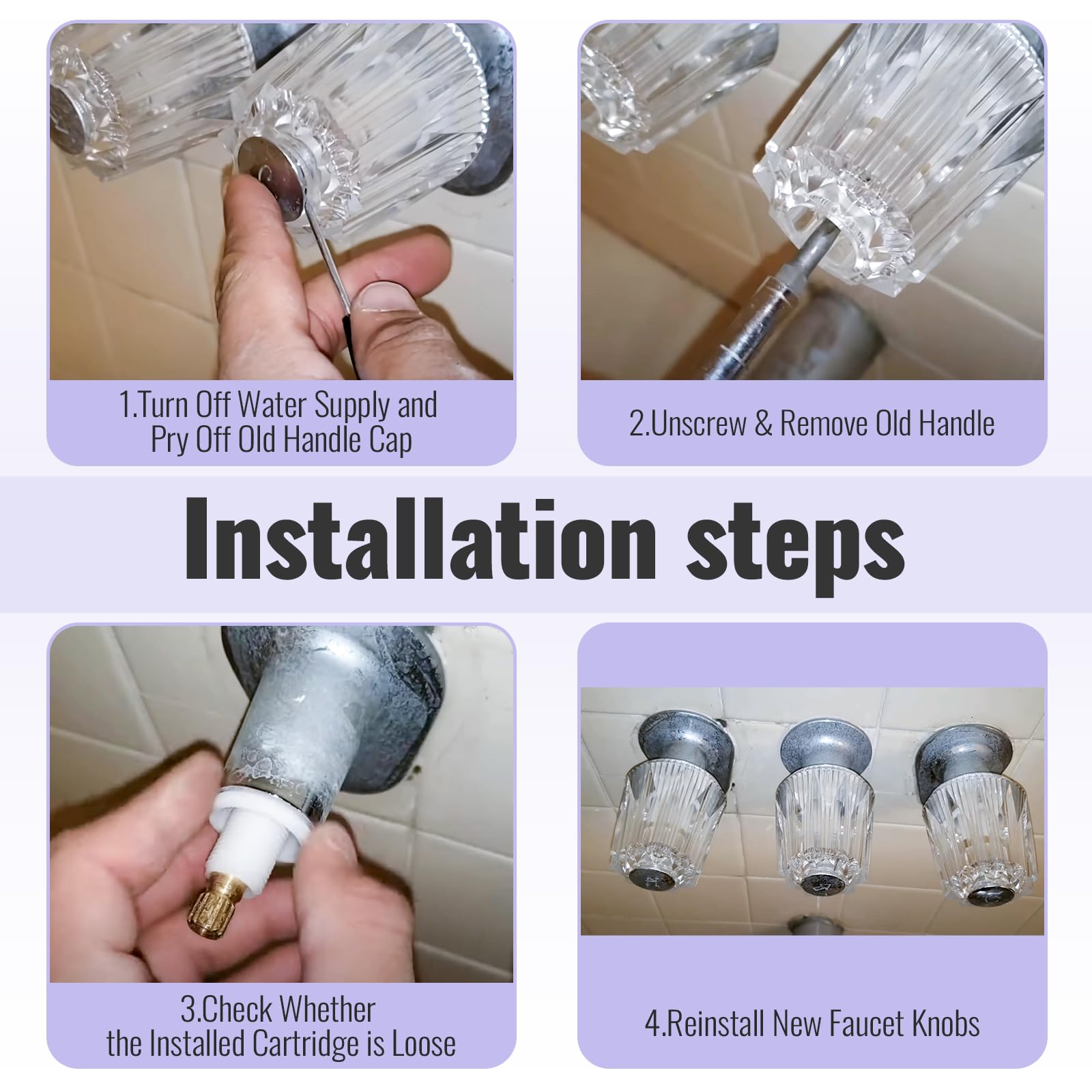 Hansengroe 2-Pack Shower Knob Replacement – Clear Acrylic, 17-Point Broach, Fits Phoenix PF287015 Mobile Home Faucets