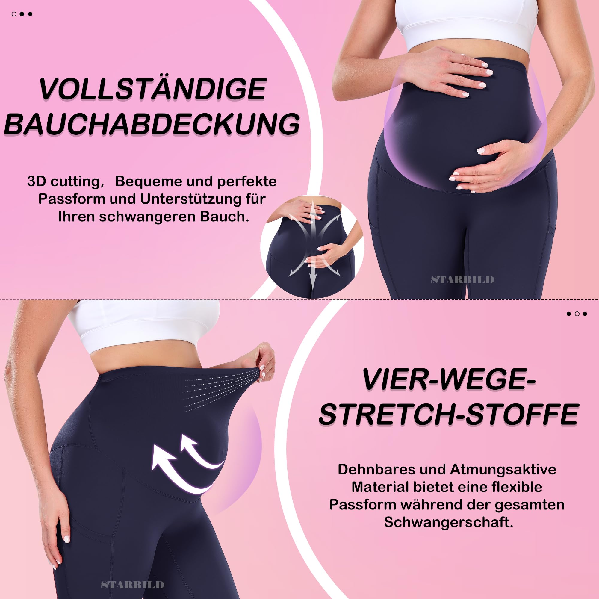 STARBILD Leggings Premaman per Coprire la Pancia in Gravidanza, Pantaloni per Donne Incinte Opachi Lunghi Morbidi