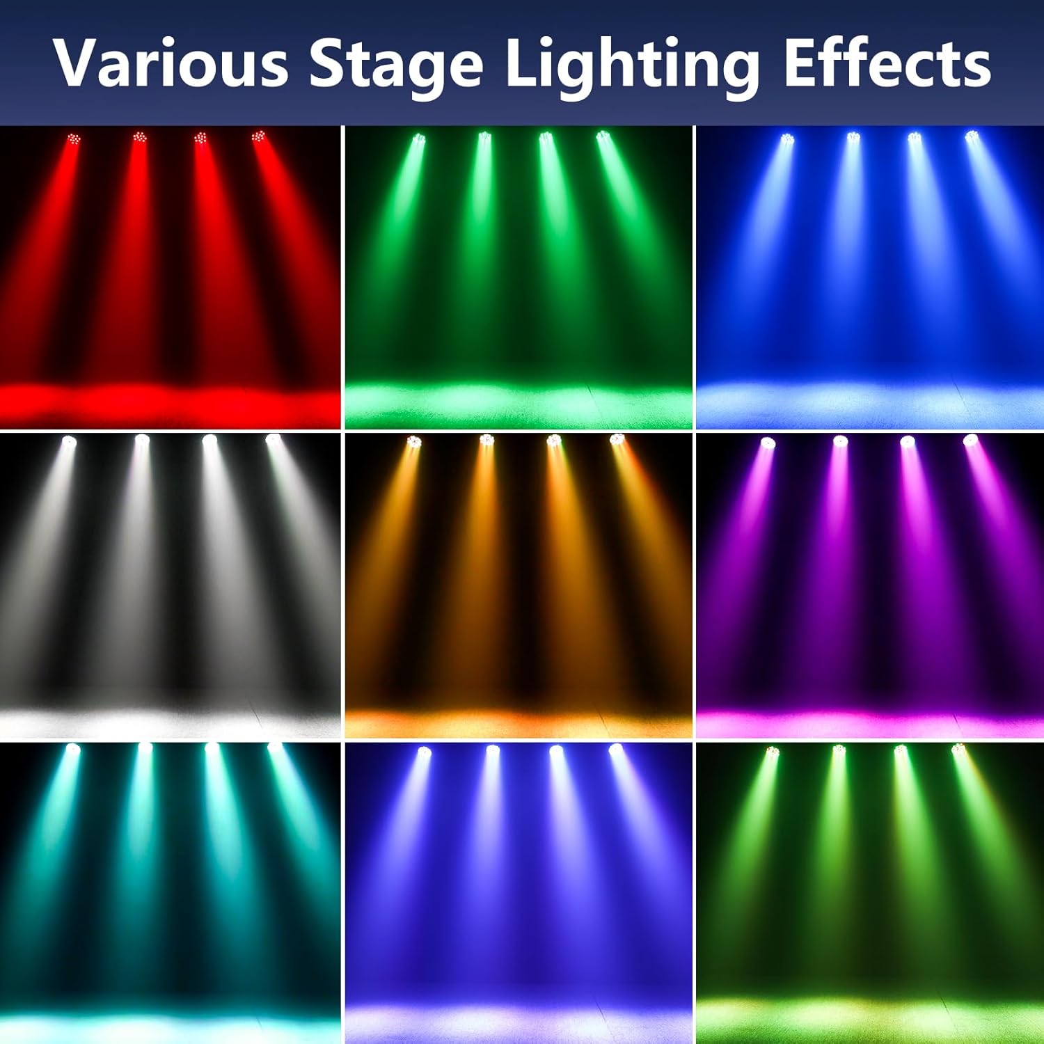 36 LED Stage Lights, Corded RGB Par Lights, 4/7 CH DMX Par Can, LED Stage Par with Sound Activated & DMX 512, Uplights for Wedding, Club, Event, Party, 4 Pack