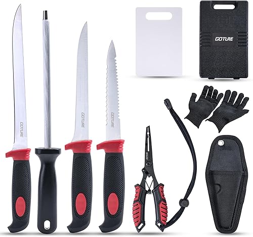 Miniatura 8 de goture Kit de pesca de cuchillo de filete, kit de limpieza de pescado, juego de cuchillos de filete, kit de pesca de filete, cuchillo de pesca con