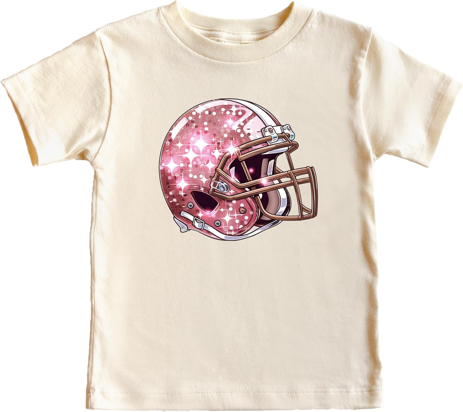 Olive Loves Apple Faux Glitter Pink Football Helmet Shirt for Girls Cute Girly Fall Football Tee