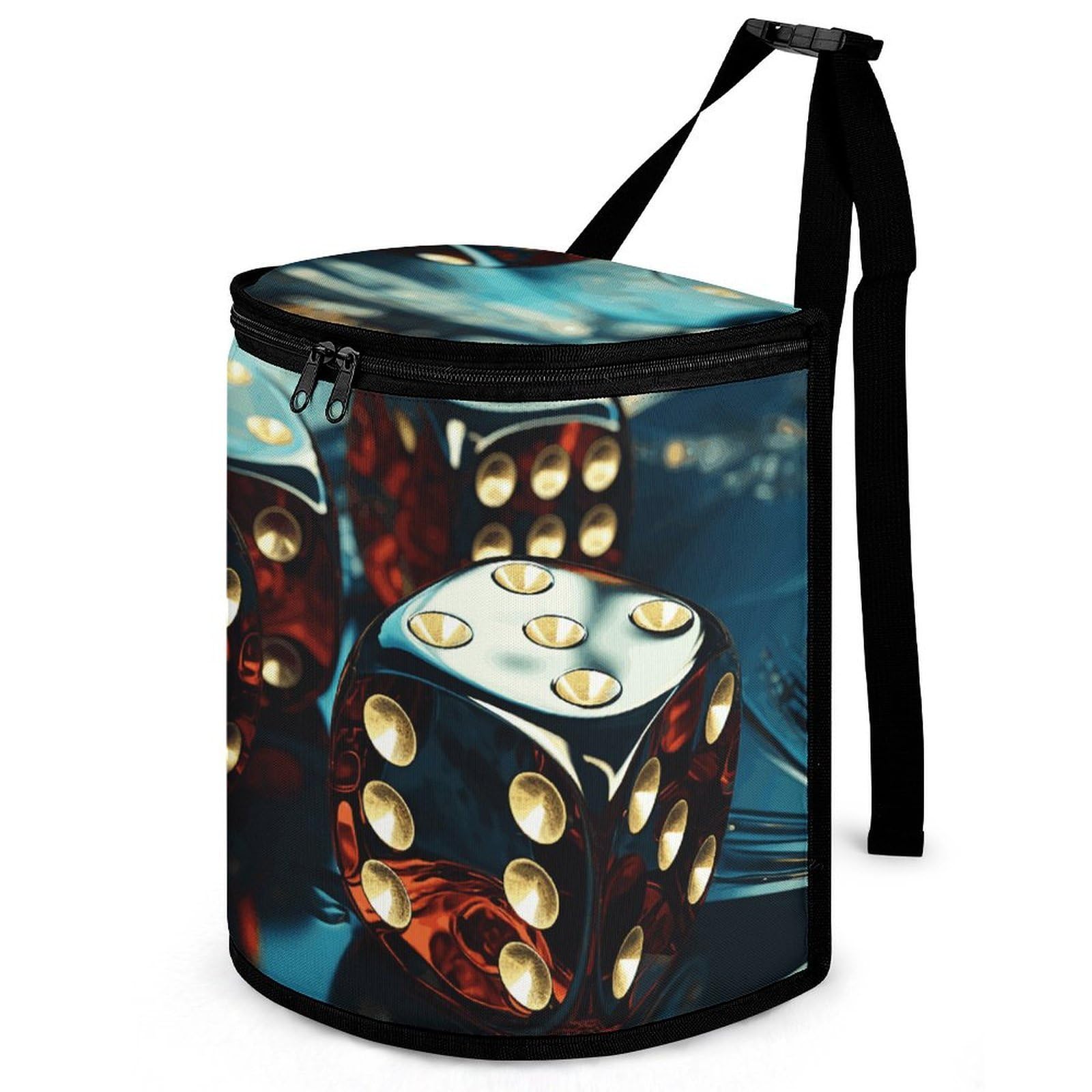 Cubo de basura redondo Dice Graphics para coche y bolsa de viaje 8