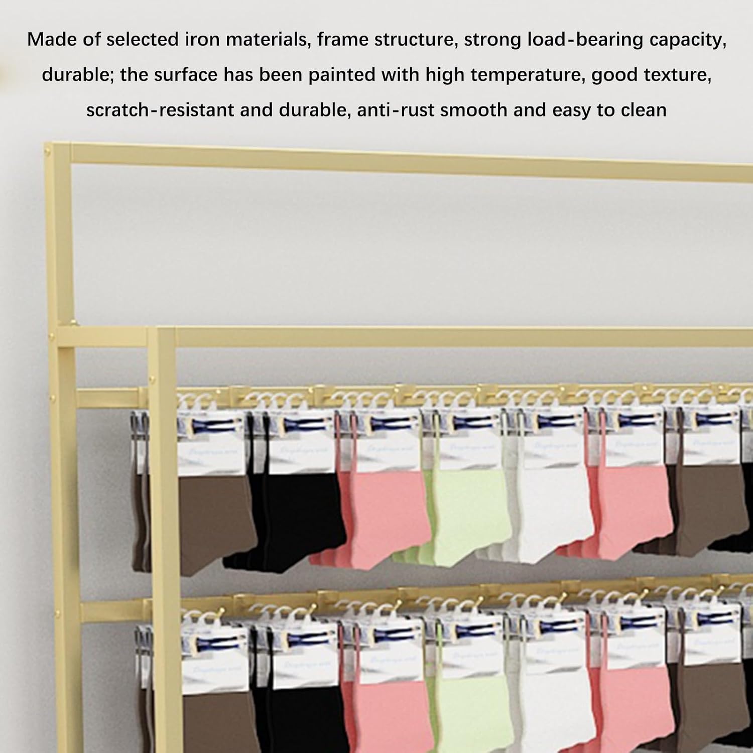 Modern Clothes Retail Display Racks, Clothing Store Sock Rack, Commercial Grade Underwear Jewellery Keyring Panties Slippers Accessories Storage Shelves, Boutique Organizer (Color : Gold, S