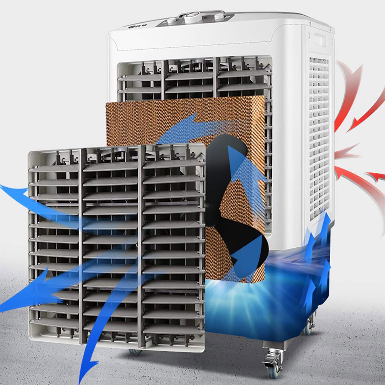 Refroidisseur d'air Évaporatif Professionnel À 3 Vitesses De Ventilation, Réservoir d'eau De 30 litres. Ventilateur De Climatisation Industriel Mobile Adapté À La Maison, Au Bureau