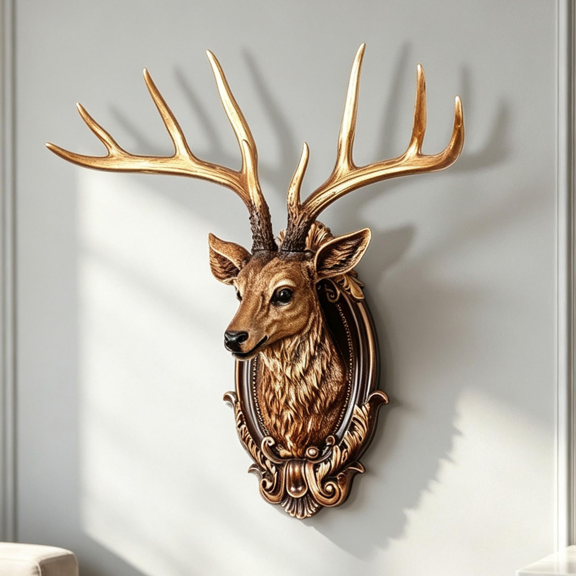 Testa di Cervo Decorazione da Parete in Resina,Finta Tassidermia Appendere