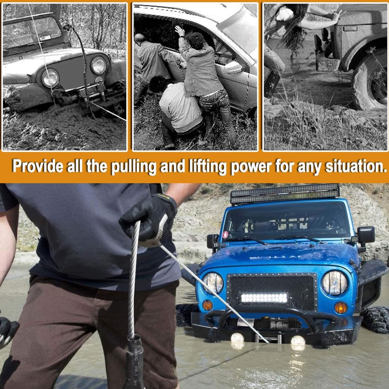 Cabilock 12v Electric Winch 2000lb with Wired Remote for Off-Road Vehicle Towing Self Winch for Truck and SUV