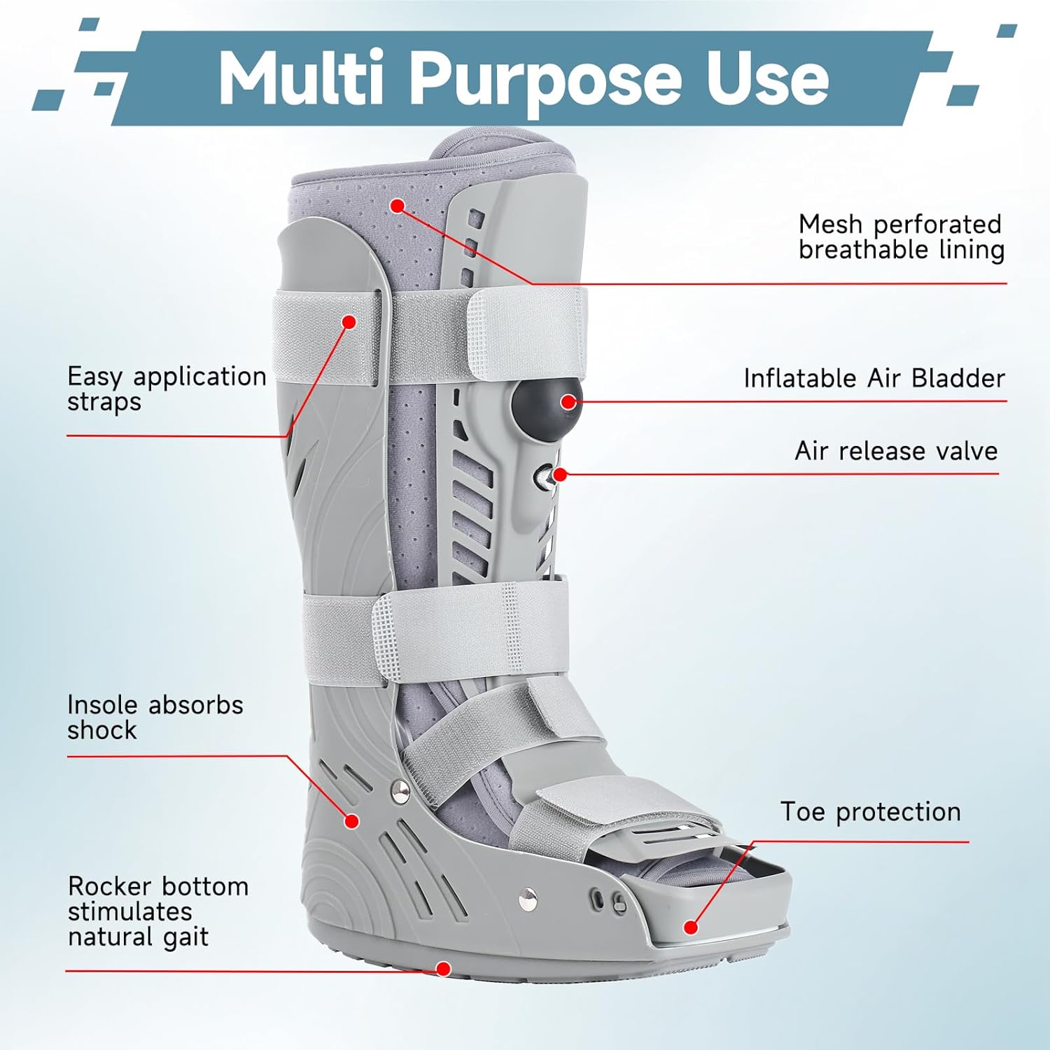 Tall Walker Fracture Boot, Air Cam Walking Brace Medical Inflatable Orthopaedic boot for Sprained Ankle, Stress Fracture and Broken Foot (Medium)