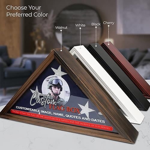 Miniatura 4 de Caja de bandera personalizada para bandera de veterano estadounidense, 9.5 x 5 pies a todo color, vitrina impresa UV para bandera funeraria, vitrina