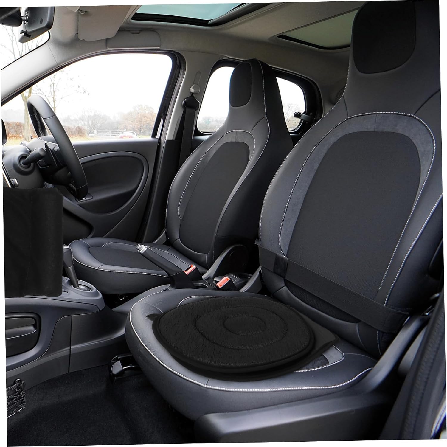 Swivel Seat Cushion Back Support for Car Rotating Chair Pad for Lumbar Relief