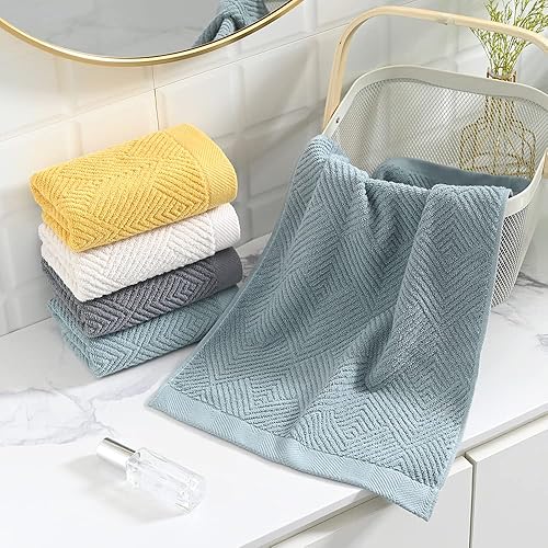Miniatura 8 de sense gnosis Juego de 2 toallas de mano de espiga gris, 100% algodón, tejido a rayas, ultra suave, altamente absorbente, para baño, 13 x 29 pulgadas