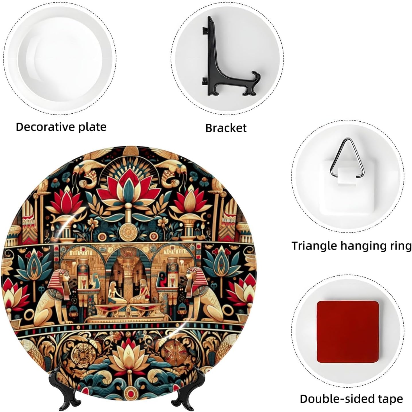 Egyptian-Sphinx 10 Inch Decorative Plate With Stand, Elegant Display Wall Plate For Home Decor