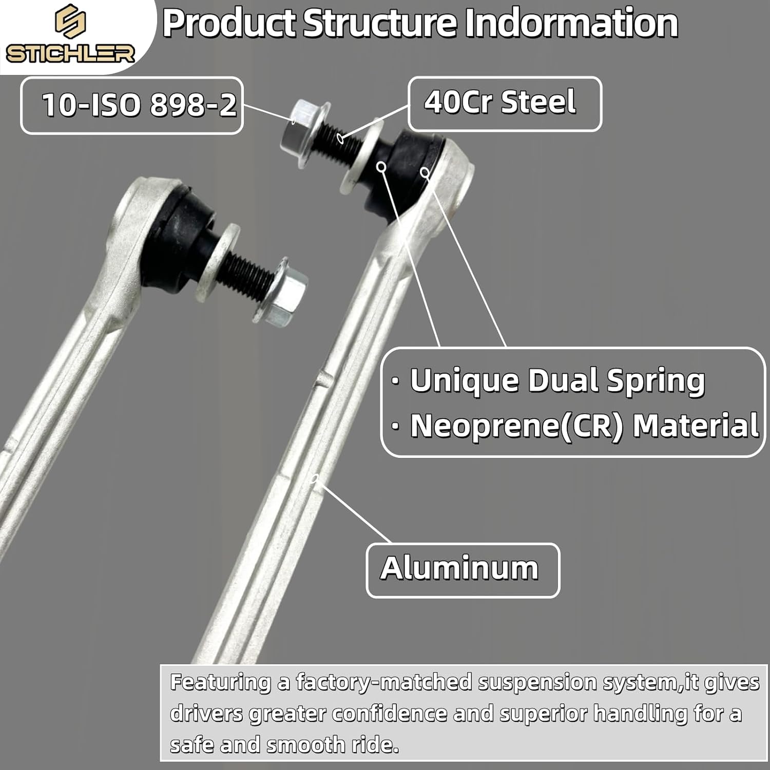 K750612 Front Suspension Stabilizer Sway Bar End Drop Links 2 Pcs Automotive Replacement For 18-22 Ford EcoSport 11-19 Fiesta 11-14 Mazda 2 16-18 Mazda CX-3 16 Scion IA 17-18 Toyota Yaris IA