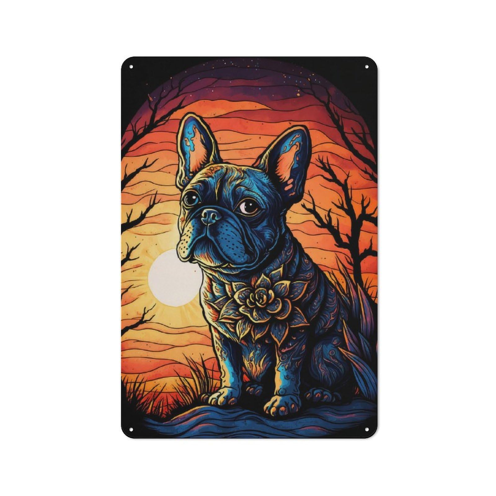 Junmoney French Bulldog Style 1 Tin Sign With Design 30X20cm, Garage Style Garage Wall Decor For Garage, Hobby Room, Office Or Man Cave