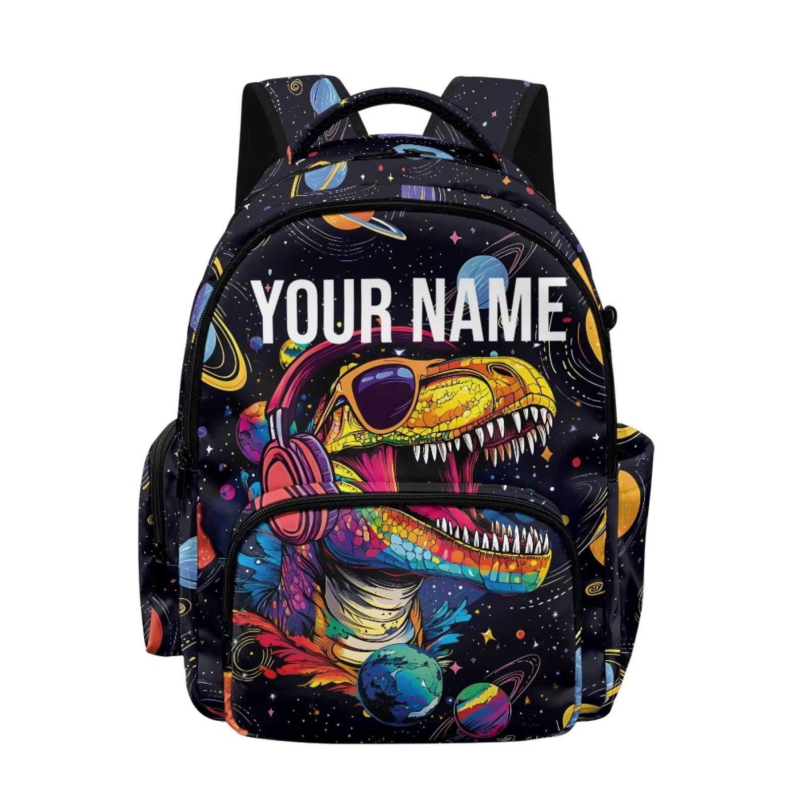 Mochila personalizada para niños con nombre, mochila escolar de 17 pulgadas, Dinosaurio divertido, L, Casual