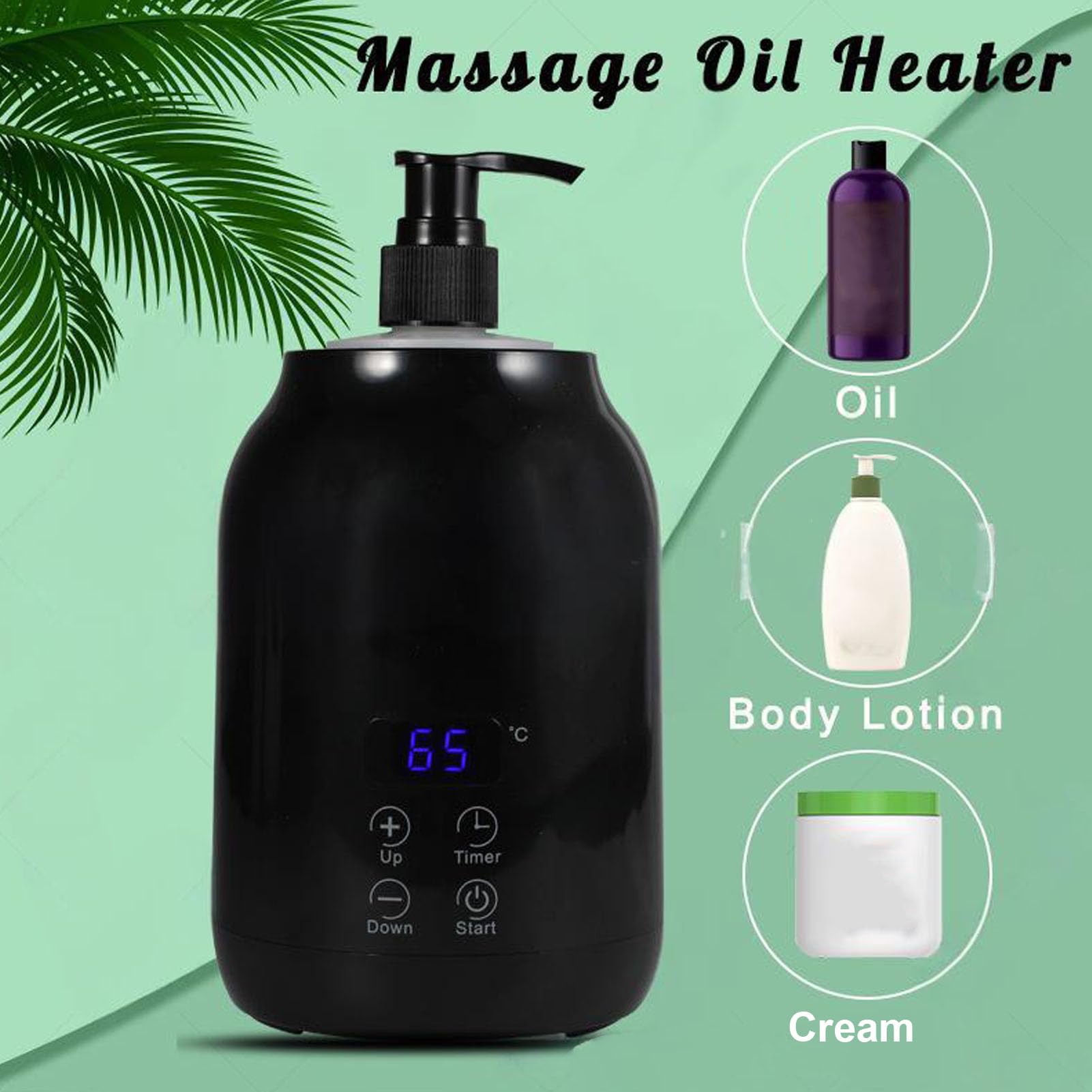 Massage Ölwärmer, einstellbare Temperatur Körperlotionwärmer, Ölheizung Touchscreen mit multifunktionalem Timer -Design für ätherische Spa -Massage -Öle