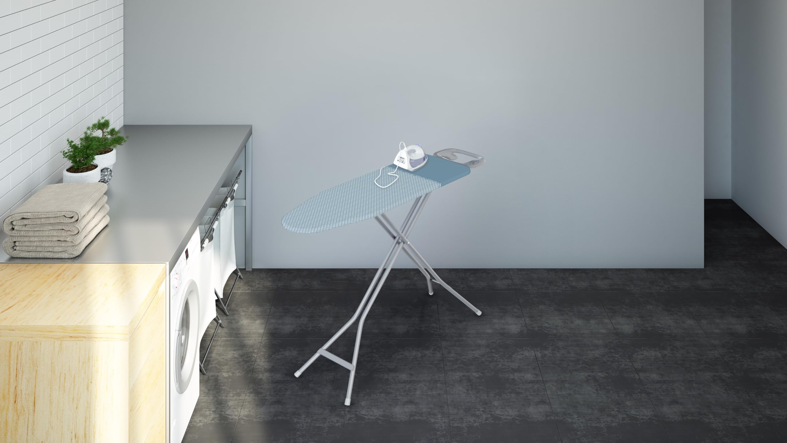 Colombo Asse da Stiro Solid Jr 114x36cm con Poggiaferro Rinforzato | Asse da Stiro Pieghevole Altezza Regolabile Max 90cm con Foderina in Cotone Biologico e Parking Zone Ferro da Stiro | Made in Italy