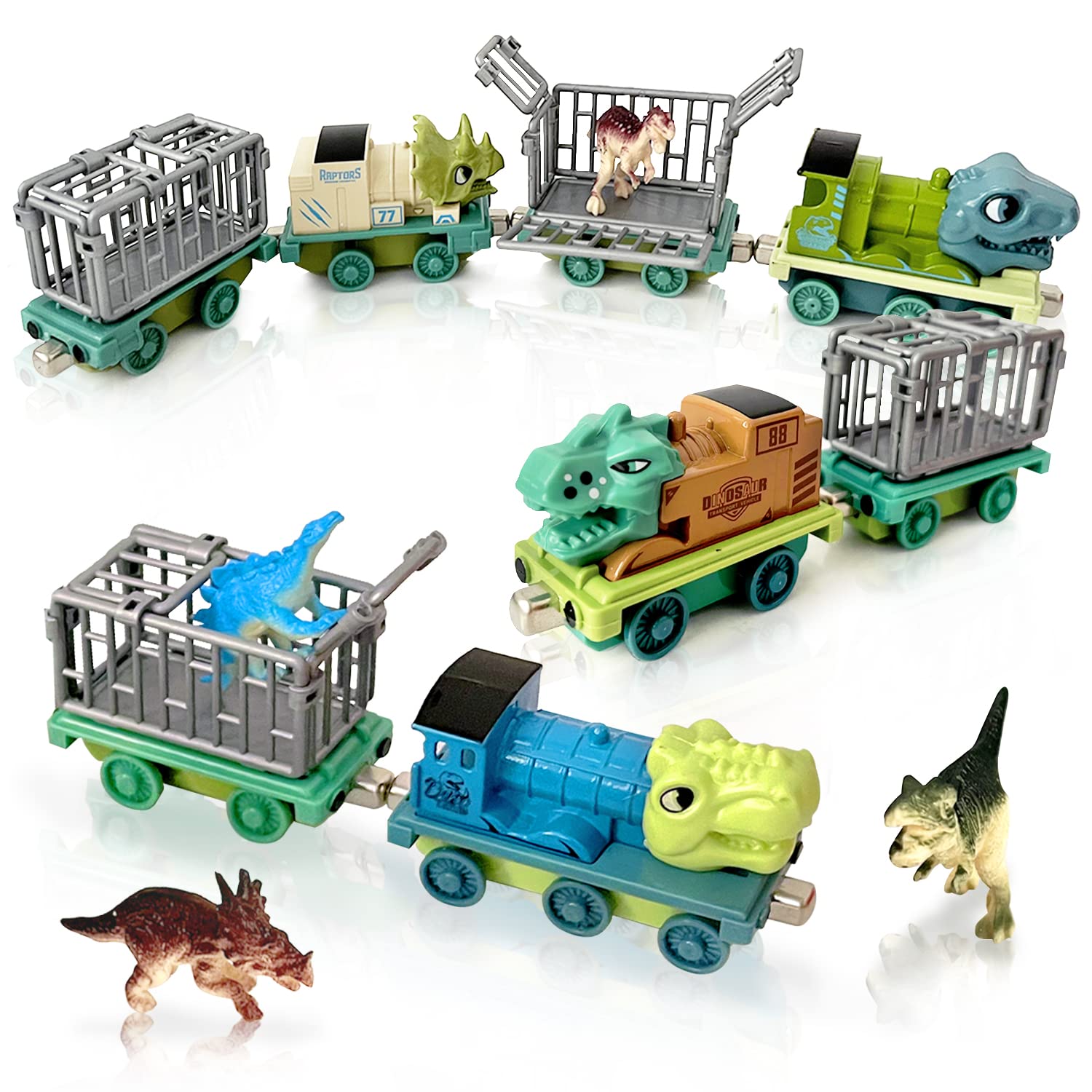 Amazon | CORPER TOYS 恐竜おもちゃ 車 ミニカー 列車セット 12PCS
