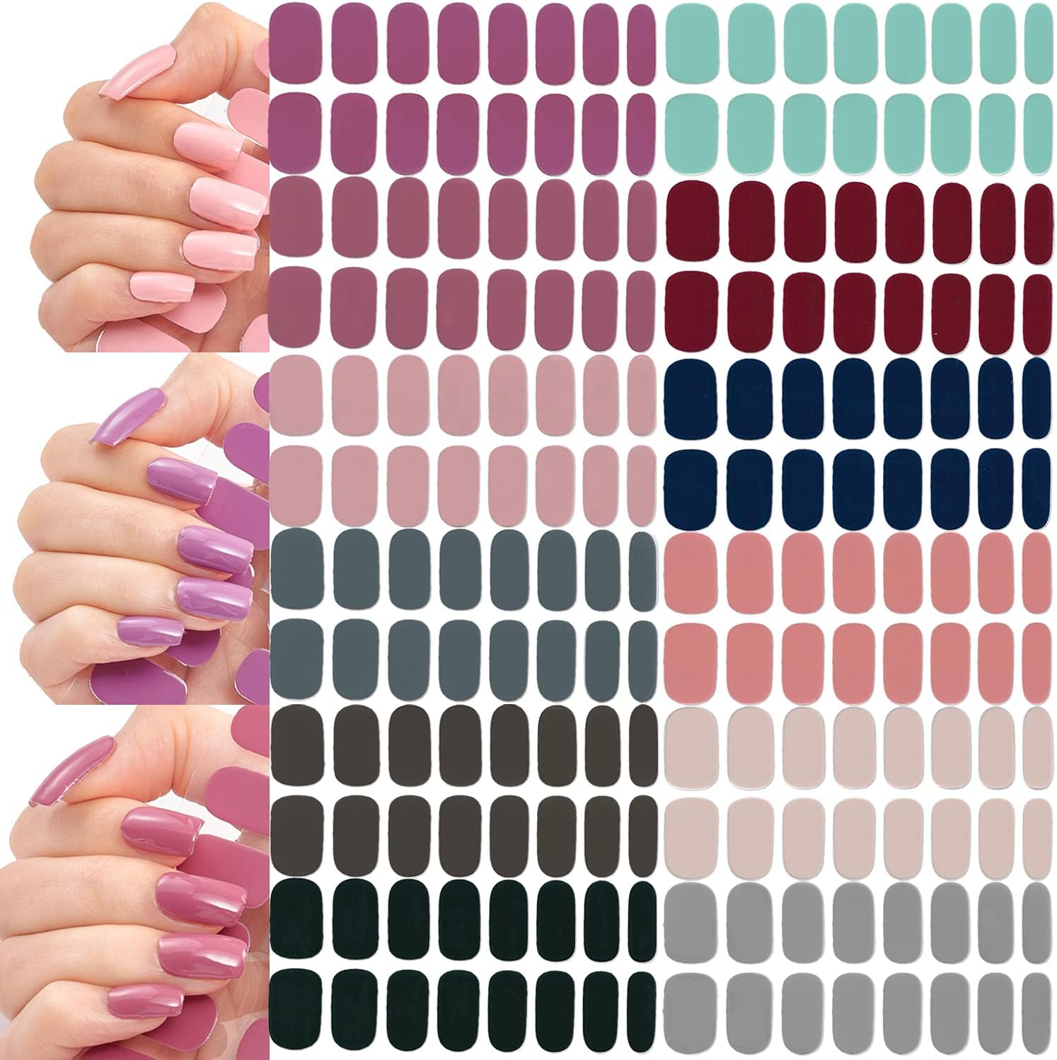 NAILDOKI Nail Stickers 12 Sheets x 16 Pieces Full Wraps Nail Polish Strips, Self-Adhesive Gel Nail Art Decals for Women Girls