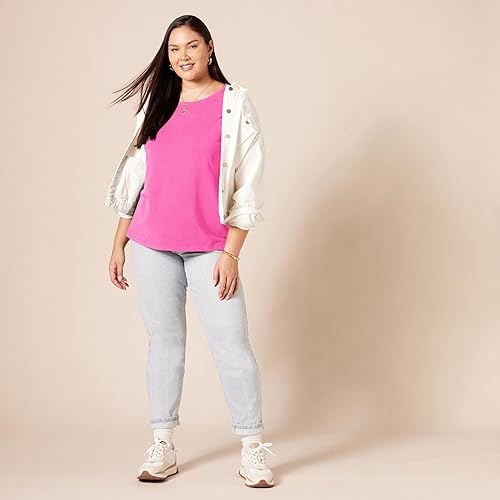 Vista 382 de Yaxa Essentials Women's Regular-Fit Short-Sleeve Crewneck T-Shirt