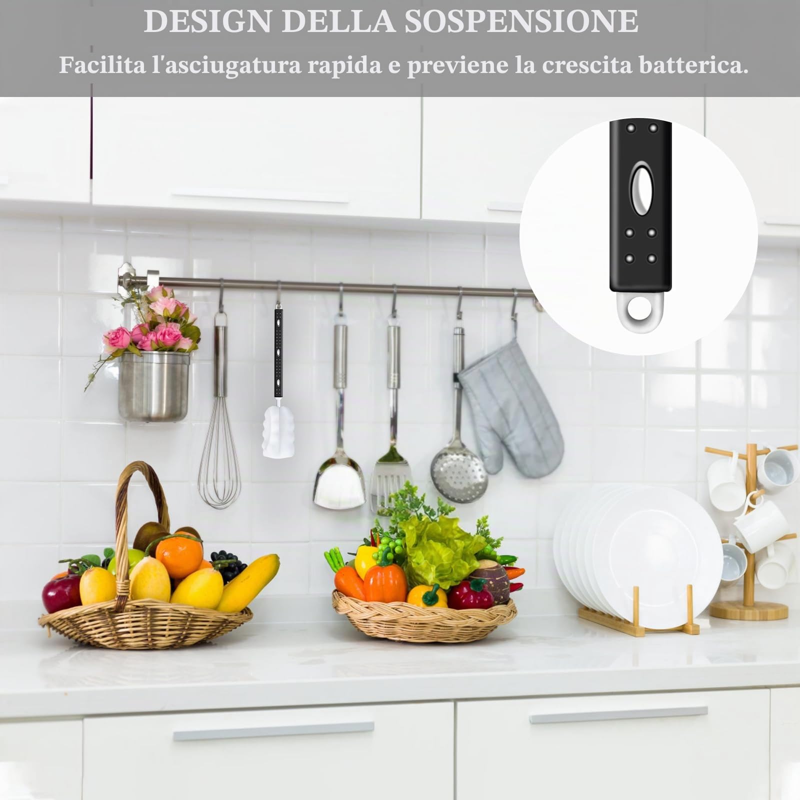 2 pezzi Scovolino per Bottiglie in Spugna, Scovolino Bottiglie, Manico Regolabile Scovolino per Borraccia, Spazzola per Bottiglie, Pennelli per Bottiglie per Biberon, Vetro, Tazza, Bollitore, Vaso