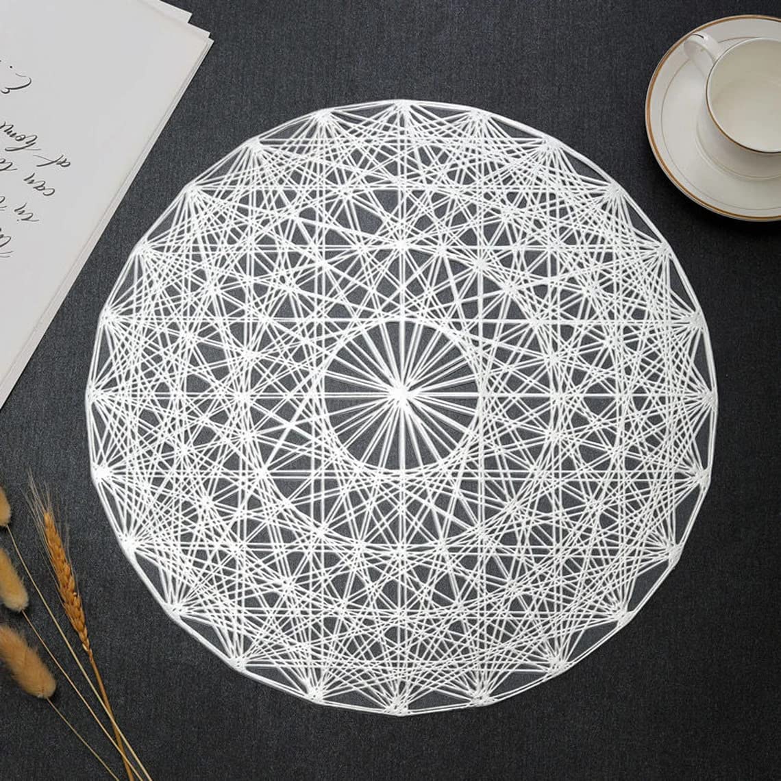 Placemat for Dining Table/Beautiful Design Mat for Bed-Side/Center Table/Shelves - Pack of 1 (Golden Octagon Mat) — Amazon image 11