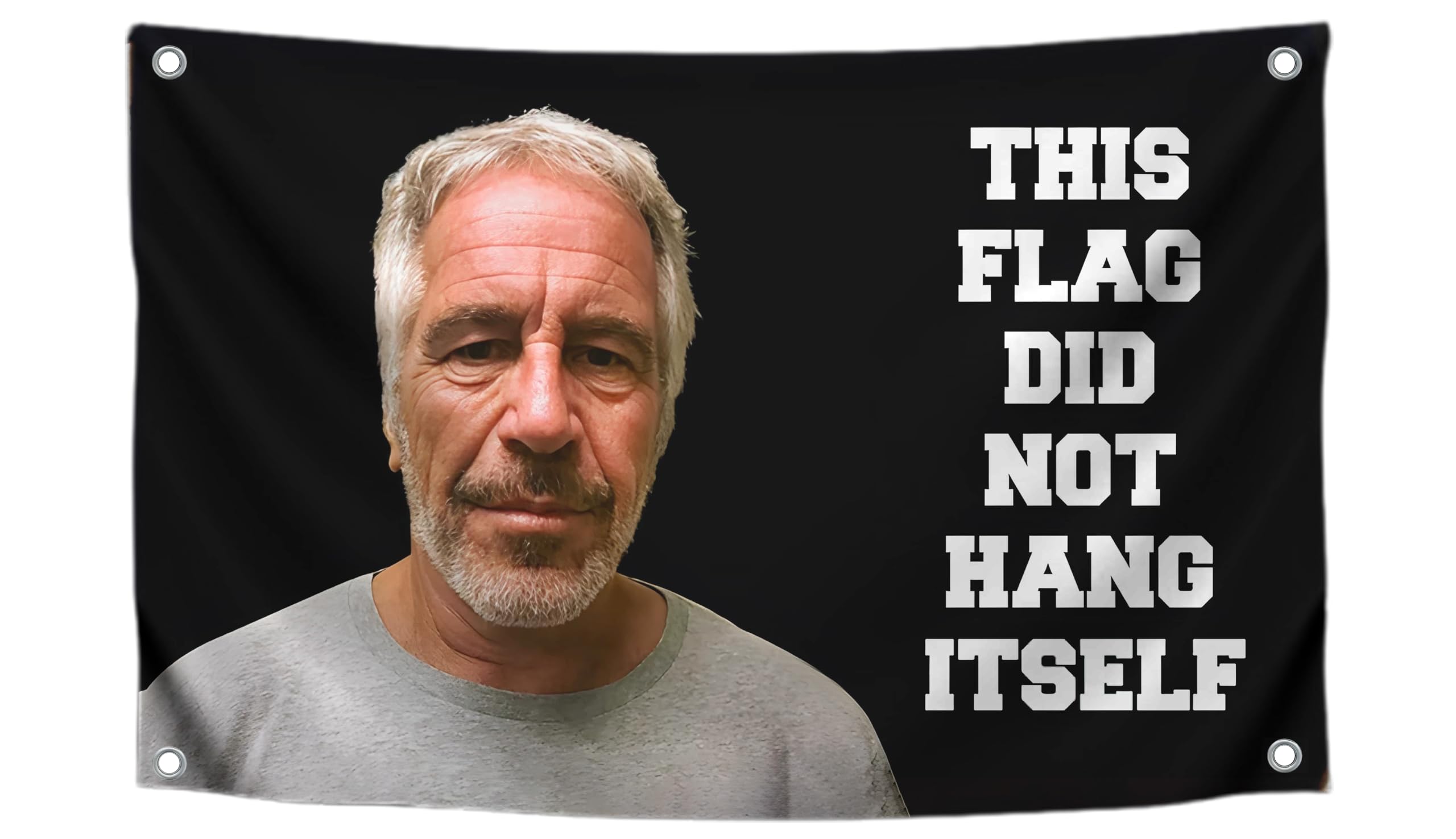 LUIVU 3x5 FT Banner with 4 Brass Grommets - This Flag Did Not Hang Itself - Jeffrey Epstein Tapestry Funny - Tapestrys Cool Wall Flag - College Dorm Room Meme Banners Flags for Bedroom Teen Guys Boys