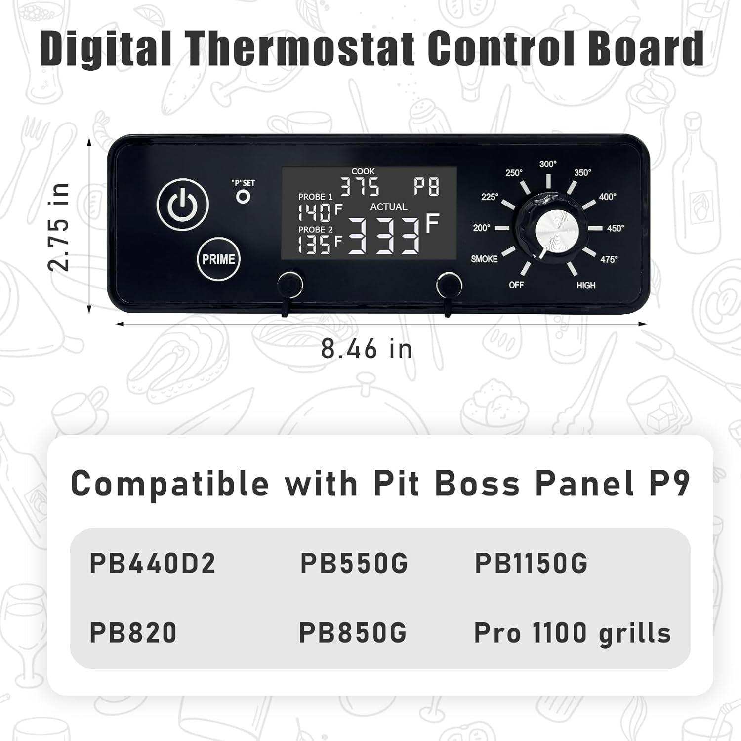 Control Board Replacement for Pit Boss Grills and Smokers, LCD Display Module for AC03P9, PB440D2/ PB1150G/ PB850G/ PB550G/ PB820/ Pro 1100 Wood Pellet Grills
