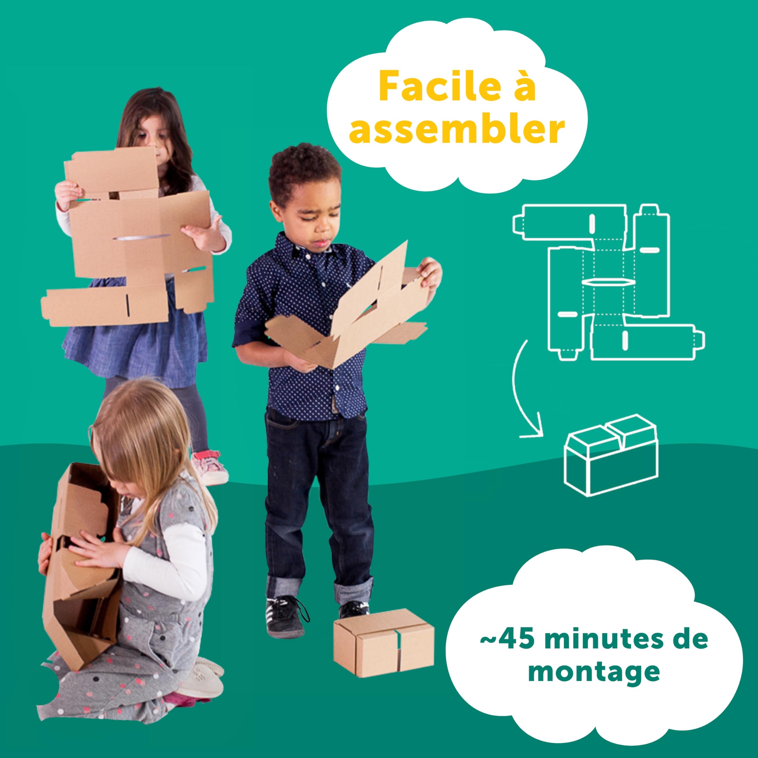 GIGI BLOKS Taille XXL 100 Briques Geantes en Carton Empilables & Emboîtables | Gros Bloc de Construction Enfant Robustes, Faciles à Assembler | Jeux de Construction Enfant Créatifs & Éducatifs